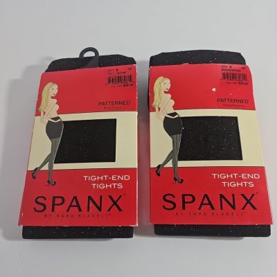 Spanx Bodyshaping Tight End Tights Black Silver Patterned Sz B 2000-2009 2 Pair